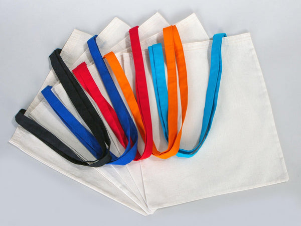 Printed Tote Bags with Orange Handles – 14"x16" Custom Cotton Logo Bags - Pamusan.com