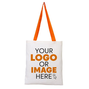 Printed Tote Bags with Orange Handles – 14"x16" Custom Cotton Logo Bags - Pamusan.com