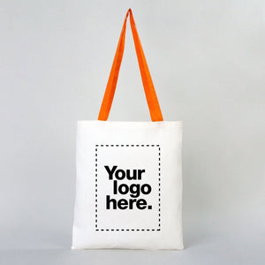 Printed Tote Bags with Orange Handles – 14"x16" Custom Cotton Logo Bags - Pamusan.com