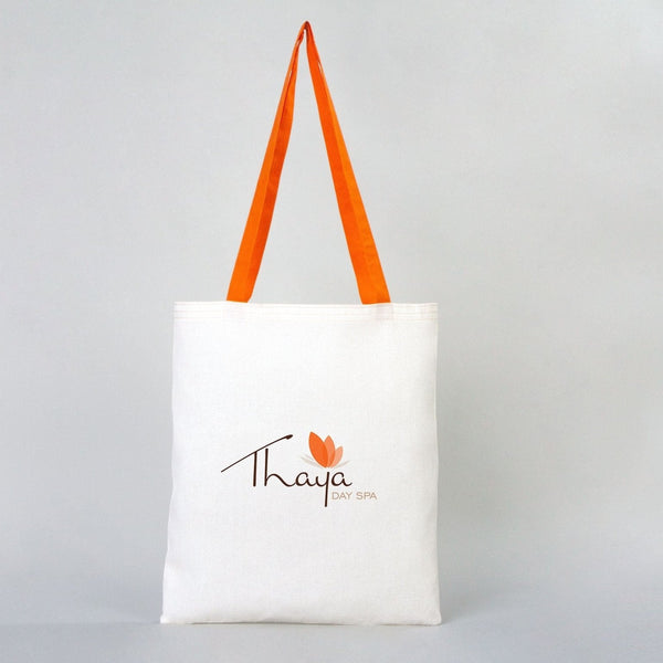 Printed Tote Bags with Orange Handles – 14"x16" Custom Cotton Logo Bags - Pamusan.com