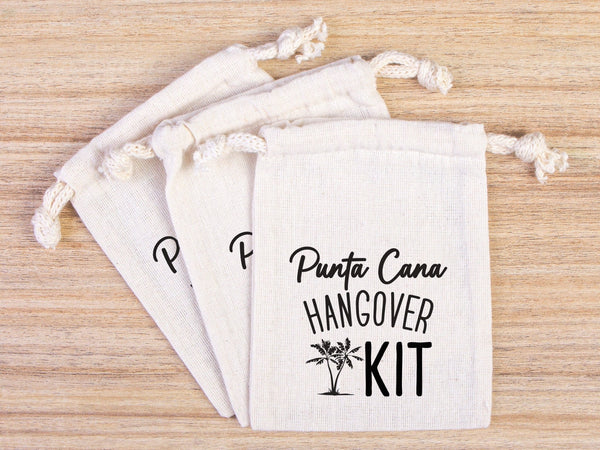 Punta Cana Hangover Kit Bags – Custom Cotton Recovery Pouches — print detail | Pamusan