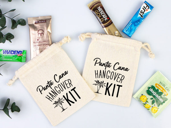 Punta Cana Hangover Kit Bags – Custom Cotton Recovery Pouches — print detail | Pamusan