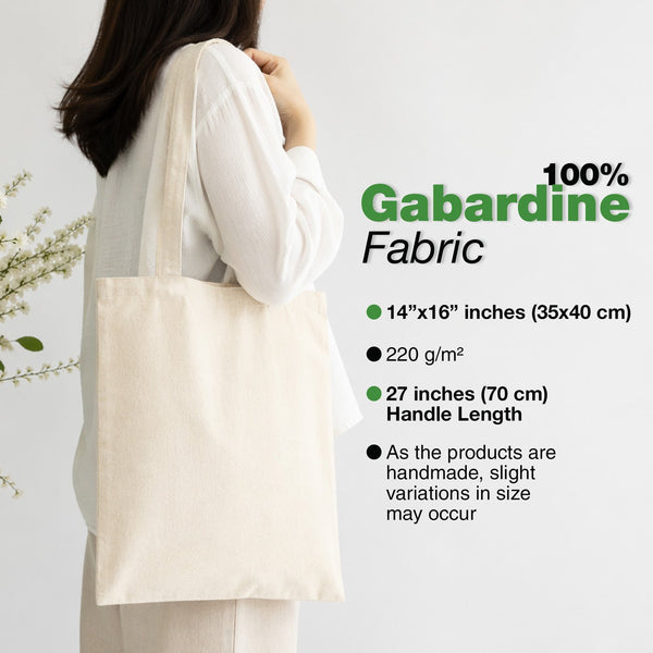 Raw Cotton Tote Bag – Blank Gabardine Fabric, 14x16 inch, Durable & Eco - Friendly - Pamusan.com