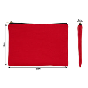 Red Canvas Zippered Clutch Pouch – 10" × 7" (25 × 18 cm) – 10 oz - Pamusan.com