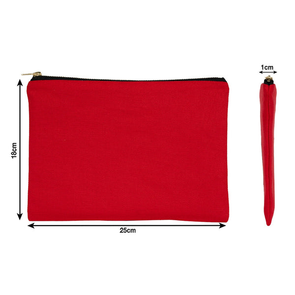 Red Canvas Zippered Clutch Pouch – 10" × 7" (25 × 18 cm) – 10 oz - Pamusan.com