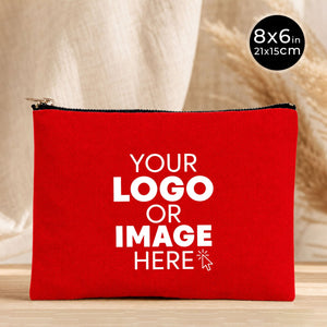 Red Clutch Bag 8"x6" – Custom Logo Makeup & Cosmetic Pouch, Bridesmaid Gift - Pamusan.com