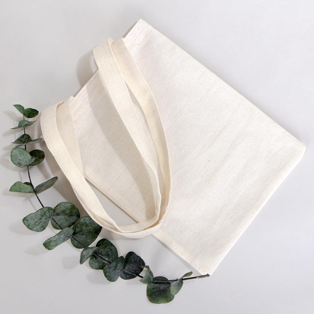 Small Cotton Tote Bag – 8" × 10" (20 × 25 cm) – 4 oz Natural Book Bag - View 2