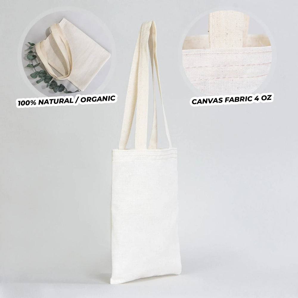 Small Cotton Tote Bag – 8" × 10" (20 × 25 cm) – 4 oz Natural Book Bag - View 2