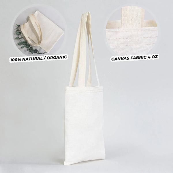 Small Cotton Tote Bag – 8" × 10" (20 × 25 cm) – 4 oz Natural Book Bag - View 2