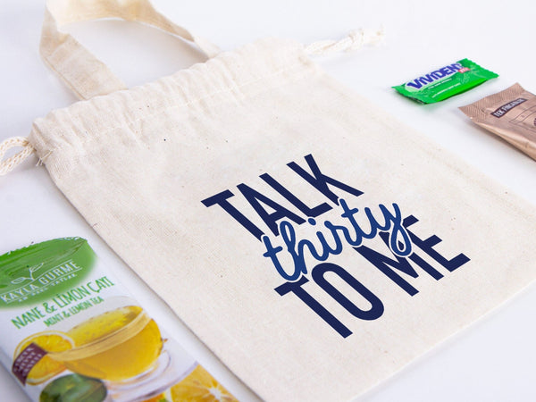 Talk Thirty To Me Hangover Kit Bags – Custom Recovery Pouches for 30th Birthday or Party Gifts — print detail | Pamusan