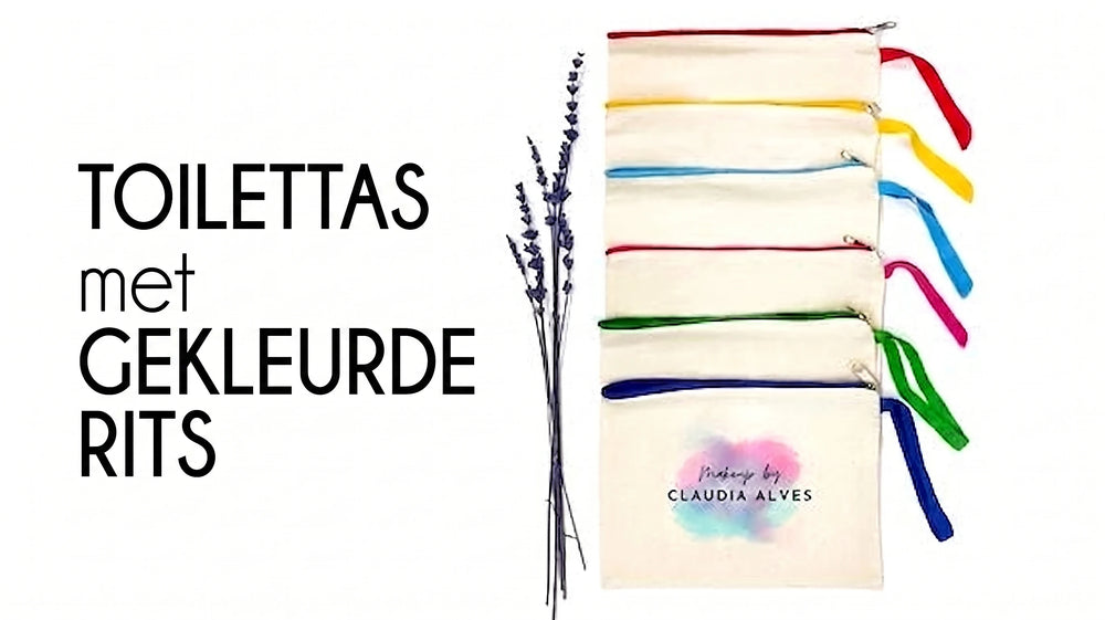 Katoenen toilettas met gekleurde rits