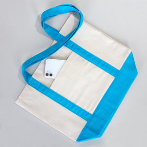 Turquoise Canvas Tote Bag 16"x14"x5" – Large Eco - Friendly Shopping Bag - Pamusan.com