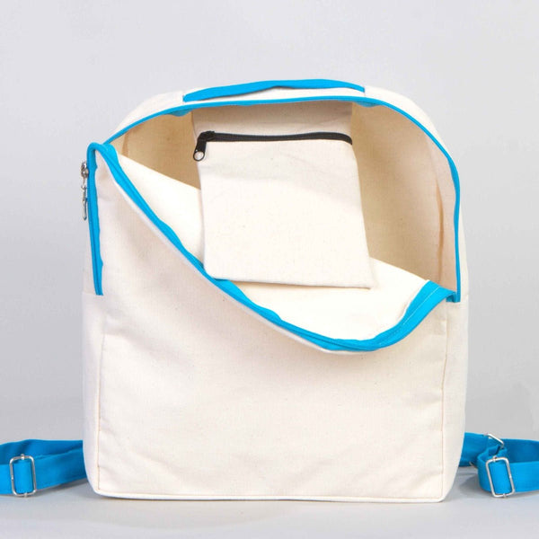 Turquoise VIP Canvas Backpack – 10" × 13" (25 × 32 cm), 10 oz - Pamusan.com