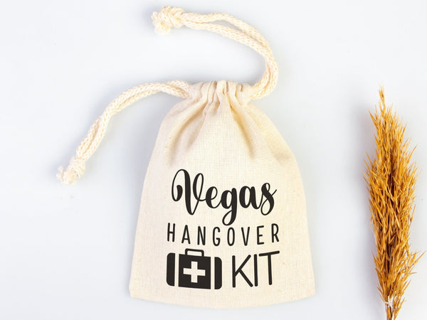 Vegas Hangover Kit Bags – Personalized Cotton Drawstring Party Favor Pouches - Pamusan.com