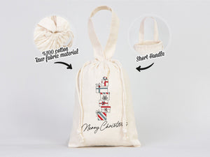 Christmas Gift Bags with Short Handles –  6" x 8" (15 cm x 20 cm) Personalized Cotton & Muslin Bags — print detail | Pamusan