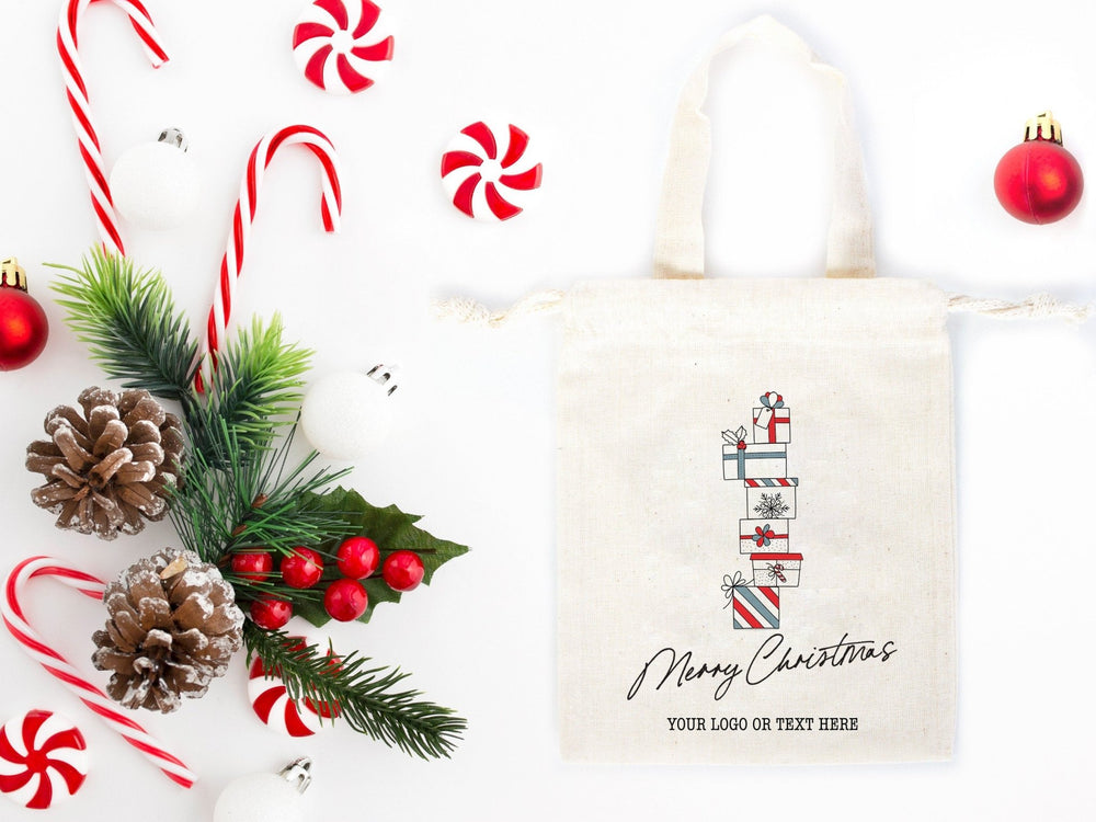Christmas Gift Bags with Short Handles –  6" x 8" (15 cm x 20 cm) Personalized Cotton & Muslin Bags | Pamusan