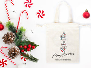 Christmas Gift Bags with Short Handles –  6" x 8" (15 cm x 20 cm) Personalized Cotton & Muslin Bags — print detail | Pamusan