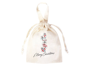 Christmas Gift Bags with Short Handles –  6" x 8" (15 cm x 20 cm) Personalized Cotton & Muslin Bags — print detail | Pamusan