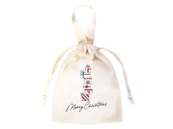 Christmas Gift Bags with Short Handles –  6" x 8" (15 cm x 20 cm) Personalized Cotton & Muslin Bags — print detail | Pamusan