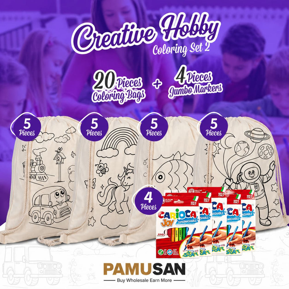 Wrapped Bag Hobby Painting Set 2 - 20 x Can be painted Wrapped Bag 14"x16" / 4 x Keck Pen 12's - Pamusan.com
