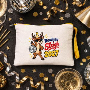 Kerst polstasje – wristlet met gekleurde rits en polslus 21 × 15 cm, 6 kleuren, 9 ontwerpen voor Kerst & Nieuwjaar 2027 – katoenen gabardine - Pamusan.nl
