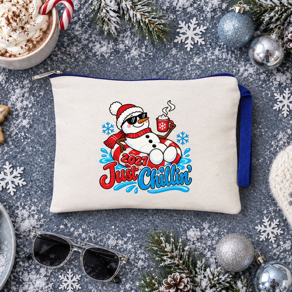 Kerst polstasje – wristlet met gekleurde rits en polslus 21 × 15 cm, 6 kleuren, 9 ontwerpen voor Kerst & Nieuwjaar 2027 – katoenen gabardine - Pamusan.nl
