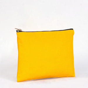 Yellow Cotton Clutch Bag – 8"x6" Reusable Cosmetic Makeup Zipper Pouch - Pamusan.com