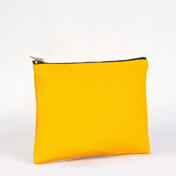 Yellow Cotton Clutch Bag – 8"x6" Reusable Cosmetic Makeup Zipper Pouch - Pamusan.com