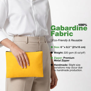 Yellow Cotton Clutch Bag – 8"x6" Reusable Cosmetic Makeup Zipper Pouch - Pamusan.com