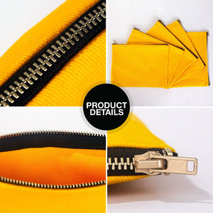 Yellow Cotton Clutch Bag – 8"x6" Reusable Cosmetic Makeup Zipper Pouch - Pamusan.com