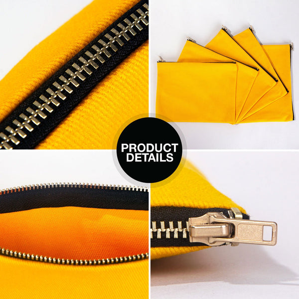 Yellow Cotton Clutch Bag – 8"x6" Reusable Cosmetic Makeup Zipper Pouch - Pamusan.com