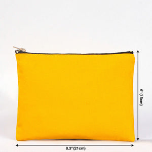 Yellow Cotton Clutch Bag – 8"x6" Reusable Cosmetic Makeup Zipper Pouch - Pamusan.com