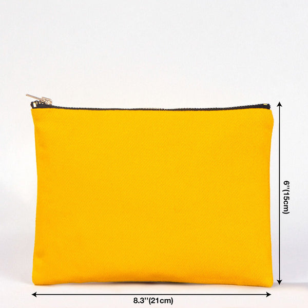 Yellow Cotton Clutch Bag – 8"x6" Reusable Cosmetic Makeup Zipper Pouch - Pamusan.com