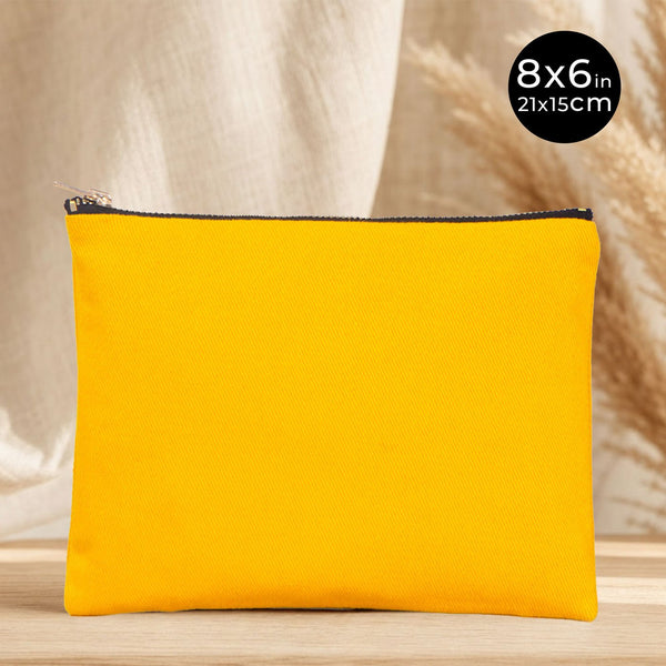 Yellow Cotton Clutch Bag – 8"x6" Reusable Cosmetic Makeup Zipper Pouch - Pamusan.com