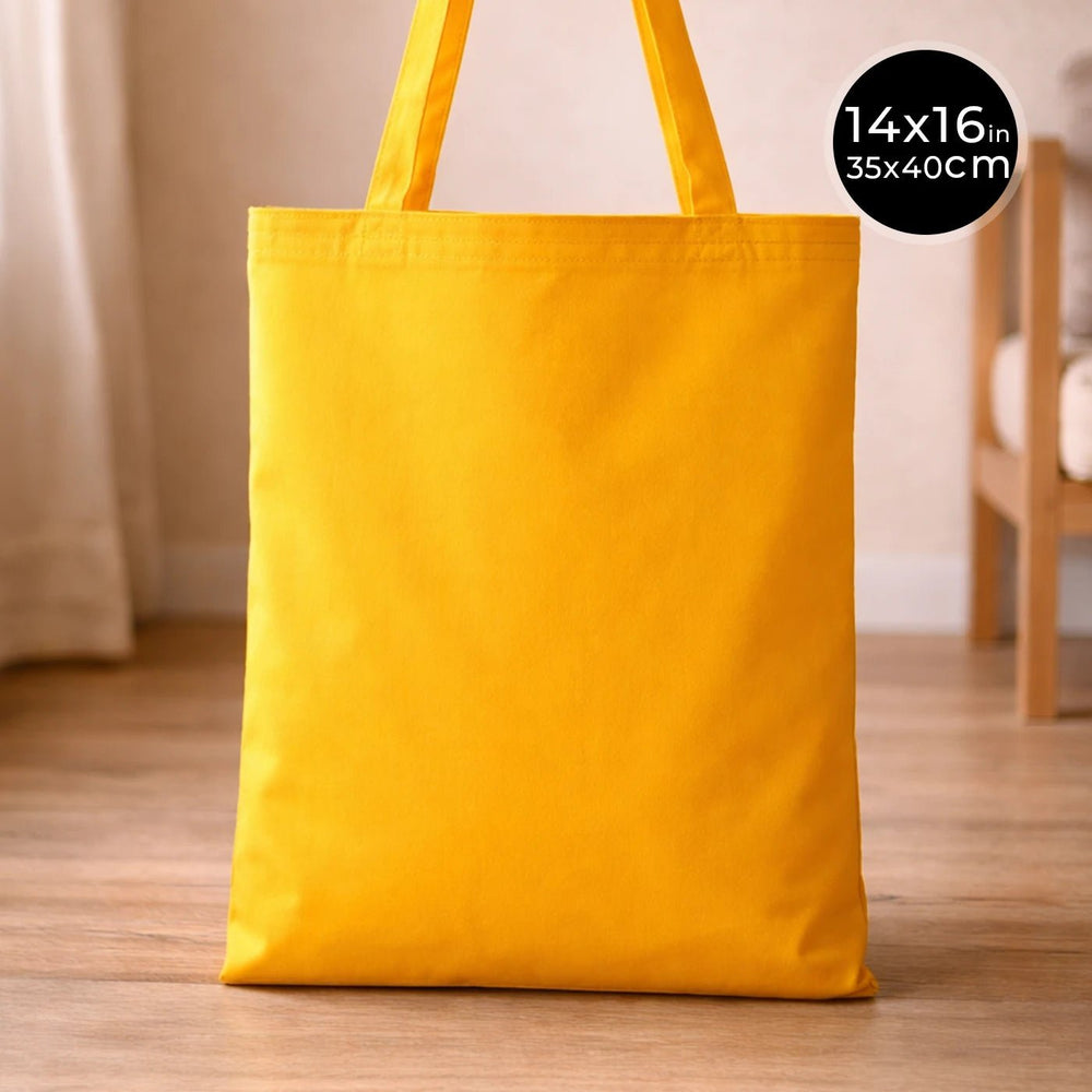 Yellow Gabardine Tote Bag – 14"x16" Blank Reusable Cotton Bag - Pamusan.com