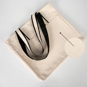 Zippered Canvas Tote Bag with Front Pockets – Black Handle – 16" × 14" × 4" (40 × 35 × 10 cm) - Pamusan.com