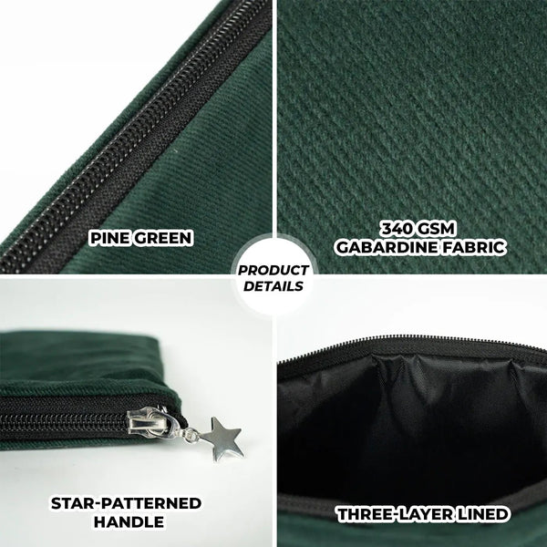 Zippered Clutch Bag – Pine Green – 10" × 7" (25 × 18 cm) - Pamusan.com